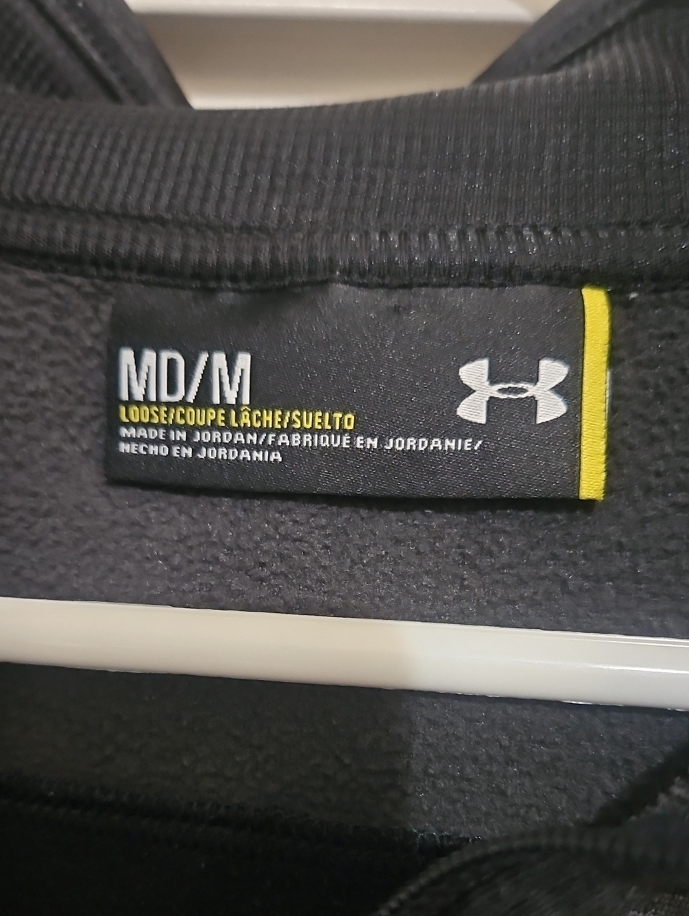 Under Armour Black & Heather Charcoal 1/4 Zip Pullover with Neon Green Logo - Picture 2 of 3